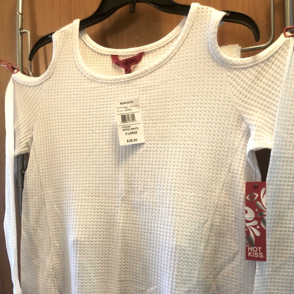 White Cold Shoulder Waffleknit Top